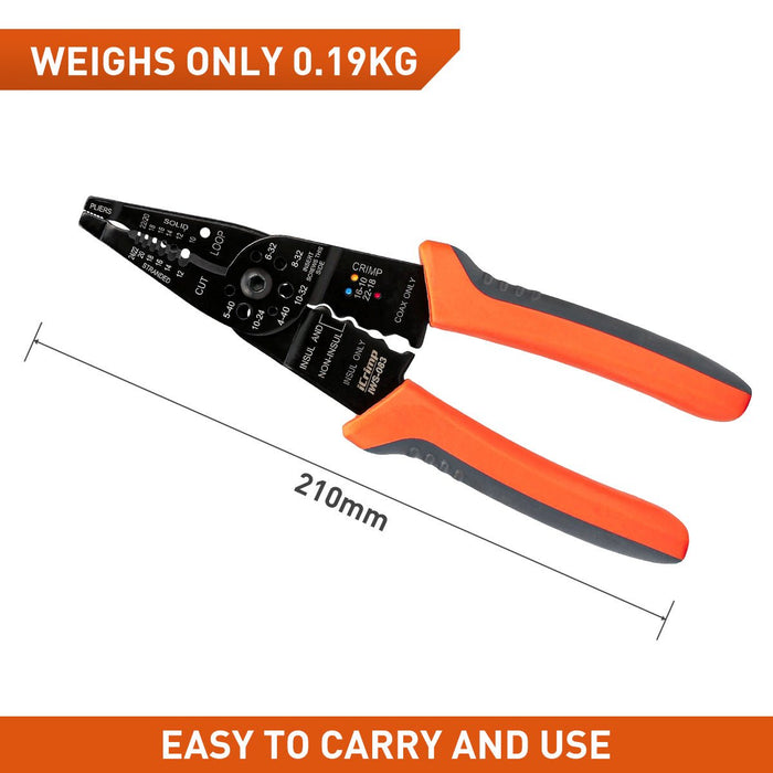 IWS-083 Outil multifonction 5 en 1, pince à dénuder 8", coupe-câble, pince à sertir