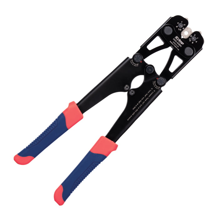 IWS-50BN Battery Cable Lug Crimping Tool for 8, 6, 4, 2, 1, 1/0 AWG Copper Cable Lugs, Battery Terminal Crimper