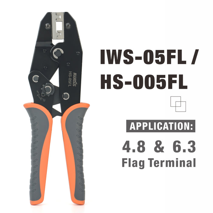 HS-05FL L-Shaped Elbow 4.8/6.3 Flag Type Wire Crimper, Insert Spring Bare Terminal Crimping Pliers