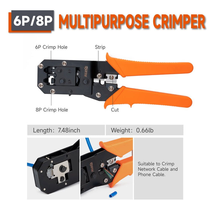 Ensemble d'outils de réparation à domicile de 7 pièces, s'adapte aux prises Rj45 à 6 et 8 broches, ensemble d'outils polyvalents