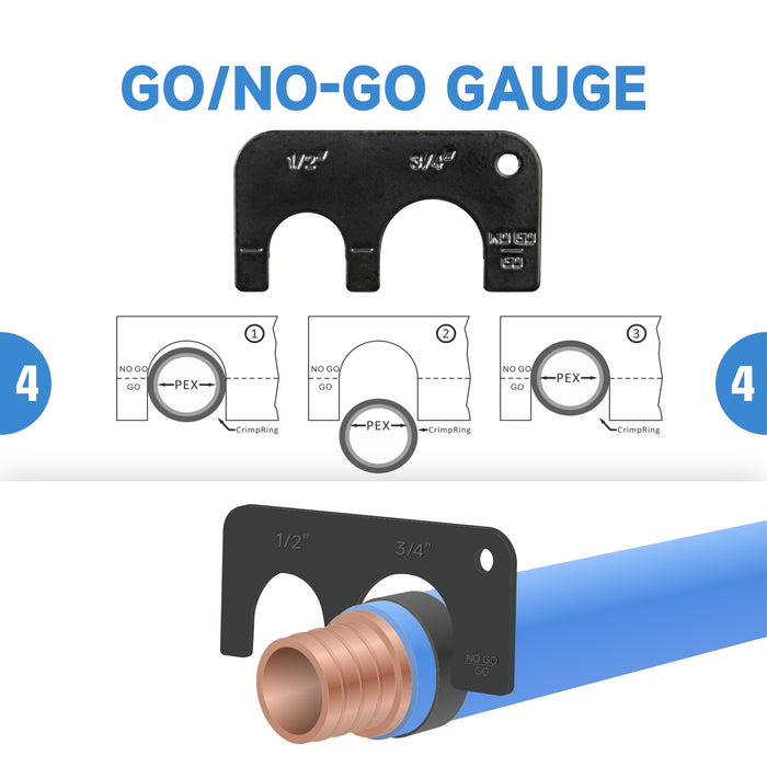 ICP-1234AH Kit d'outils de sertissage PEX double taille pour anneaux de sertissage en cuivre 1/2" et 3/4", avec outil de retrait PEX et coupeur