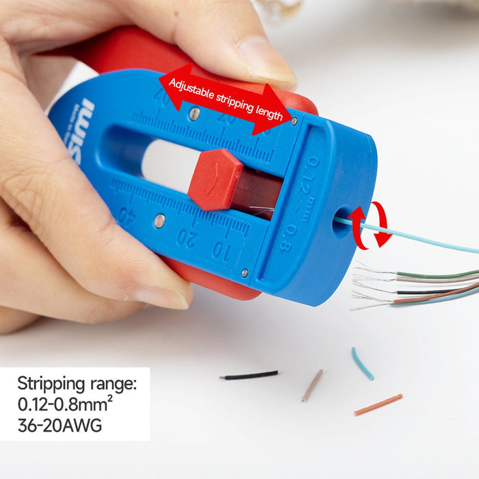 IWE-2S Fiber Cable Stripper for thin conductors and wires with stripping range from 36-20 AWG (0.12 - 0.8 mm²)