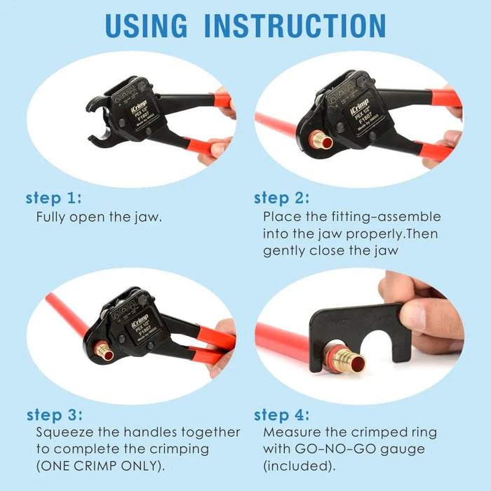 CL 3/4" ASTM F1807 PEX Pipe Crimping Tool using instruction