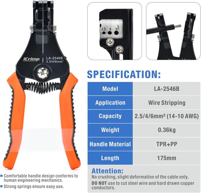 SN-2546B KIT Solar PV Cable Crimping Tool Kit for 2.5/4/6mm² with Stripper, Cutter, Solar Spanner and solar Connectors